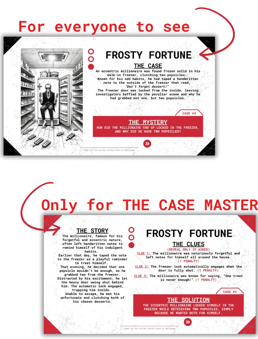 Curious-Cases-How-to-Play-opt How to play Curious Cases, shown with the printed case cards.