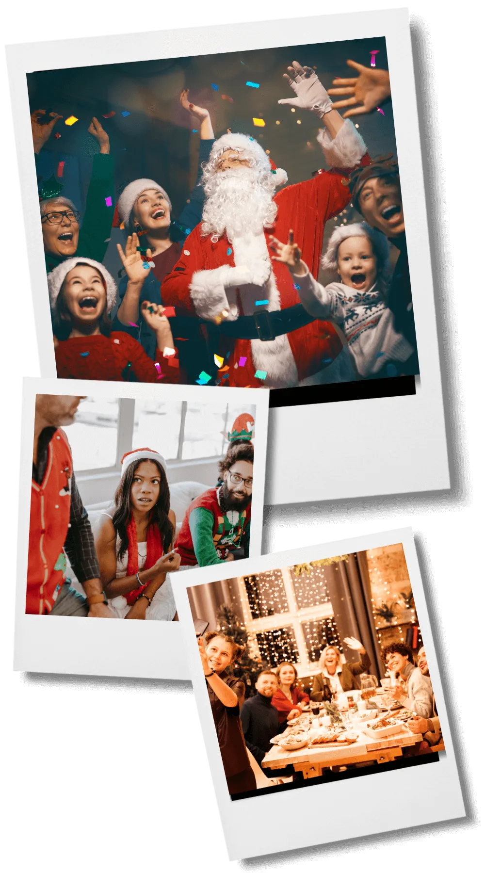 Story artwork and character portraits from the Who Killed Santa's Wife murder mystery game.