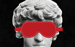 A blindfolded engraved figure beneath the question of whether the killer knows their role in a MortalCase game.