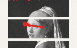 A divided classical portrait with a red brushstroke across the eyes asking whether acting skills are needed for a murder mystery party.