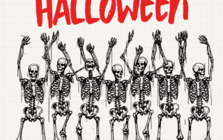 Eight dancing skeletons beneath the question of which MortalCase Halloween game fits your group.
